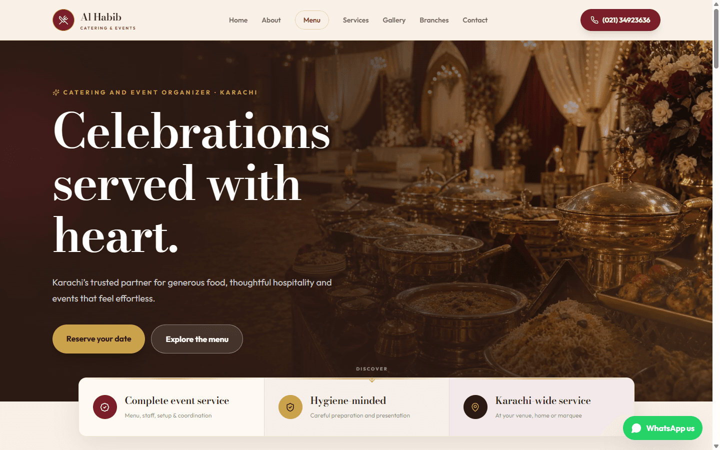 Al Habib Catering & Events live website preview