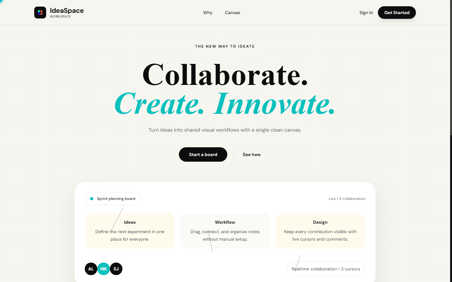 IdeaSpace live website preview